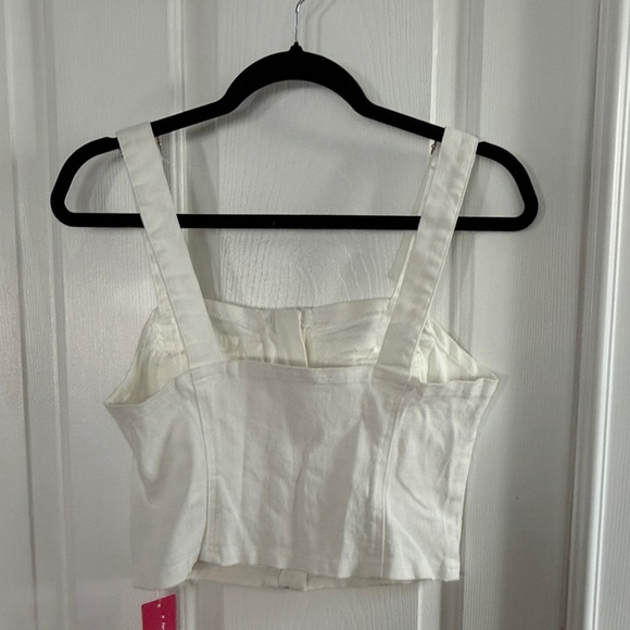 Denim White Cropped Zip-Up Top - Picture 5 of 5